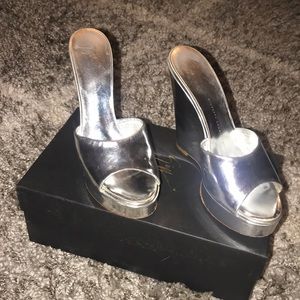 Giuseppe Zanotti silver metallic wedge